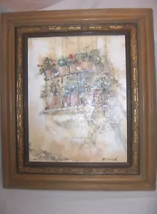 Vintage William Benecke gerahmtes Mischtechnik Ölgemälde "Balkon" signiert SCHÖN - Bild 1 von 10