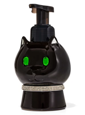 Dispensador de jabón Bath & Body Works 7" x 4" ojos gema verde gato negro 😻Amantes de los gatos😻 Foto 1 de 4
