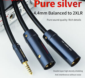 four core pure silver 4.4mm balanced dual 2XLR male and female audio cable HiFi