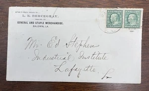 1909 Cubierta L E Bercegeay General y mercancía básica Baldwin Louisiana - Imagen 1 de 5