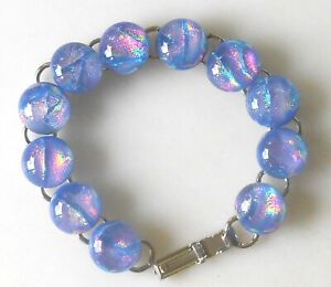 fused 7.25"  dichroic glass bracelet hand made crafted