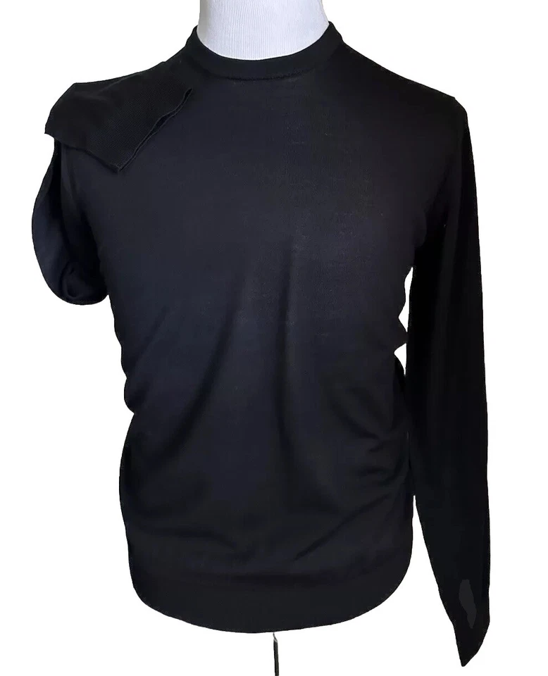 Suéter de Lana ZZEGNA Hombres Cuello Redondo Negro Talla S Nuevo $590 Foto 1 de 4