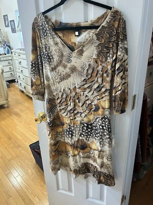 Vestido Roberto Cavalli Primavera 2004 Pasarela Vintage Estampado Plumas Foto 1 de 4