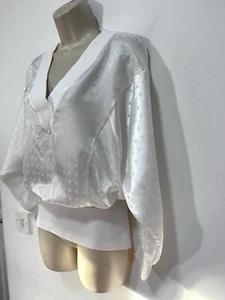 White blouse liquid satin long sleeve size 12 - Picture 1 of 11
