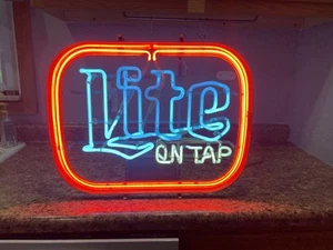 Vintage Miller "Lite On Tap" Beer Neon Sign Authentic Miller Brewing Company - Picture 1 of 1