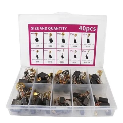 BZRR Electric Motor Carbon Brushes 40Pcs 10 Different Models of Carbon Brushes Suitab