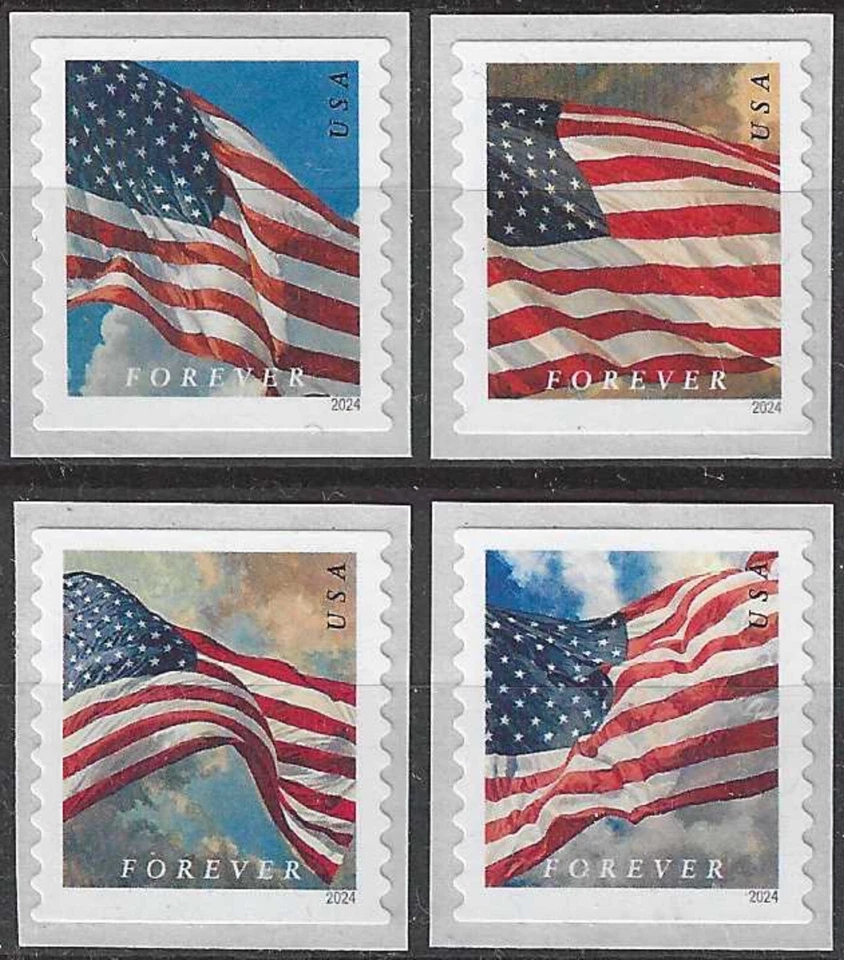 USA Sc. 5879-82 (F) Flags 2024 MNH APU coil spaces 4 singles - Image 1 of 1