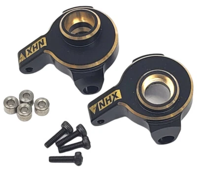 NUEVOS NUDILLOS DE DIRECCIÓN DELANTERA NHX RC de latón negro 2 piezas: axial SCX24 Foto 1 de 3