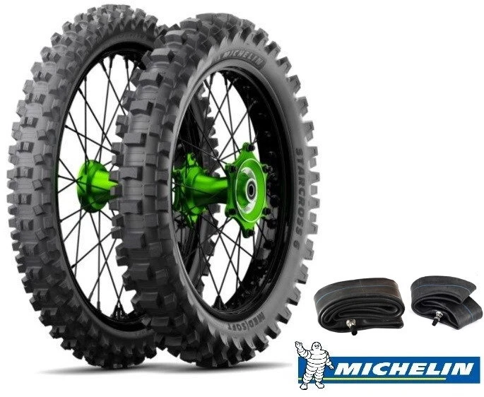 JUEGO DE 6 NEUMÁTICOS MICHELIN STARCROSS MEDID/BLANDOS 80/100-21 Y 100/90-19 + TUBOS KAWASAKI Foto 1 de 1