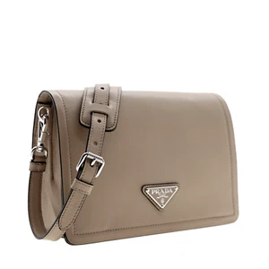 Prada Glace Crossbody Shoulder Bag Beige Leather 1BD296 New - Picture 1 of 6