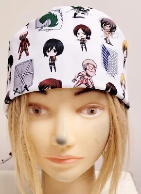 ATTACK ON TITAN ANIME CHIBI WHITE MEDICAL NURSE SCRUB CAP (2 SIZE SELECTION) - Image 1 of 4