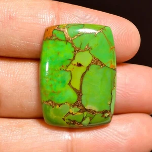 Lab-Created Green Copper Turquoise Rectangle Cabochon 24.50 Cts 26X19X5 mm - Picture 1 of 6