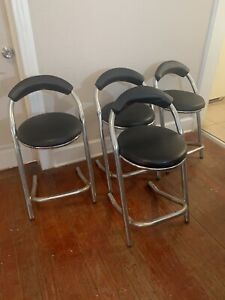 Vintage Modern Chrome Set Of 4 Black￼ Bar stools/chairs.