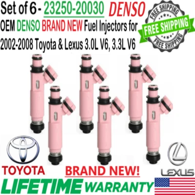 6 juegos de inyectores de combustible DENSO genuinos nuevos para Lexus ES330 2004, 2005, 2006 3,3 L V6 Foto 1 de 4