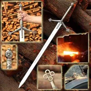 Handgeschmiedetes schottisches Claymore Schwert Edelstahl Mittelalter Schwert mit Scheide.. - Bild 1 von 9