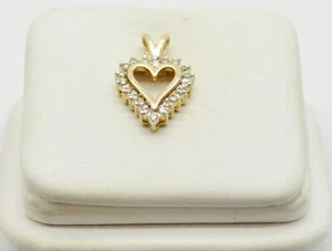 10K Yellow Gold Beautiful Little .0025CT x 25 Diamonds Heart Pendant #GOLD-3527 - Picture 1 of 3