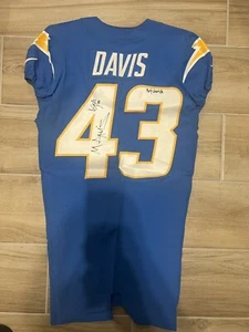 Los Angeles Chargers Michael Davis game worn/used jersey 2022 blue Signed/Auto - Picture 1 of 6