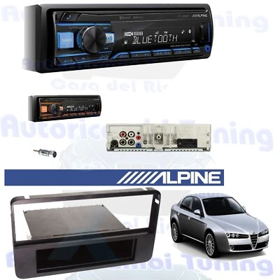 Kit Radio Autoradio ALPINE UTE-200BT mascherina 1DIN Nera ALFA 159 - Immagine 1 di 4