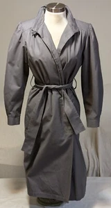 Vintage 80s LONDON FOG USA Size 4 Petite Gray Trench Coat Overcoat - Picture 1 of 15