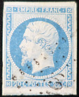 FRANCE timbre NAPOLÉON N°14Af BLEU LAITEUX oblitéré LOSANGE PC 168 AUCH