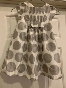 Gymboree Toddler Girls Dress Short Sleeve Polka Dot Gray Ivory 3T - Picture 1 of 6