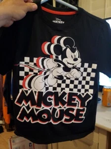 Disney T-Shirt, Mickey Mouse Black Checkered Kids Small - Picture 1 of 7