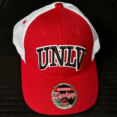 UNLV Rebels Script Zephyr NCAA Wool Blend Mesh Trucker Snapback Cap Dad Hat - Image 1 of 4
