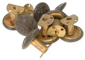 WWI Army Cap Chinstrap Buttons: Four Pair with Fasteners - Picture 1 of 2