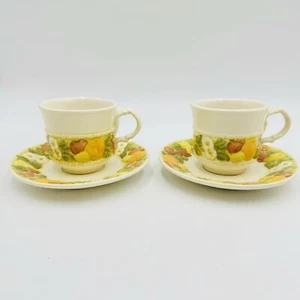 Set 2 Vintage Vernon By Metlox Della Robbia Poppytrail Cup & Saucer Coffee Tea - Picture 1 of 14
