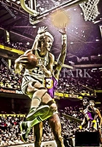 BM668 Larry Bird Celtics In Action Against 8x10 11x14 16x20 Oil Painting Photo - Picture 1 of 1