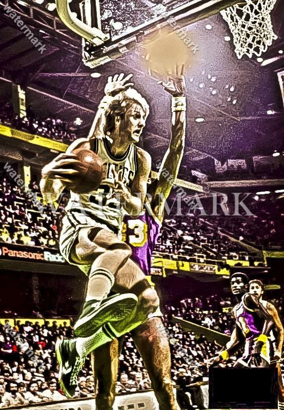 Foto de pintura al óleo BM668 Larry Bird Celtics en acción contra 8x10 11x14 16x20 Foto 1 de 1