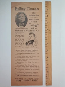 NOTDONE ROLLING THUNDER Indian Orator, chief Medicine Man Broadside - Picture 1 of 4