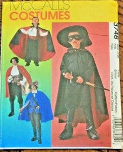 McCall's 3746 Boys Zorro Pirate Vampire Musketeer Costume Pattern 3-4-5-6-7-8  - Picture 1 of 2