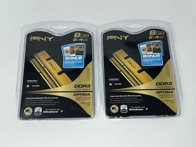PNY 8GB 2x4GB Dual Channel Memory Kit DDR3 PC3-10666 Windows 7 - Lot of 2 - Image 1 of 4