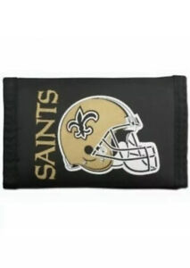 New Orleans Saints Nylon Trifold Wallet in Black Rico Industries. NFL