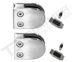 Glashalter 63x45mm Edelstahl Halbrund V2A Klemmhalter Glasklemme Sicherung - Bild 1 von 5