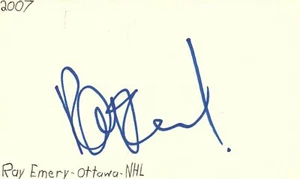 Tarjeta de índice firmada autografiada de hockey de Ray Emery Ottawa NHL con certificado de autenticidad JSA - Imagen 1 de 2