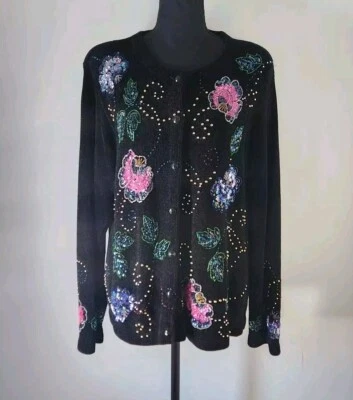 Opciones de Diseño Philip & Jane Gordon Cárdigan Suéter Lentejuelas Cuentas Talla XL  Foto 1 de 4