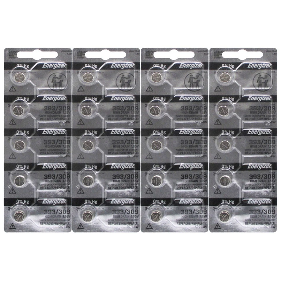 4 x 5 Total de 20 Energizer 393 309 SR754W SR48 Botón Celda Óxido de Plata Batería Foto 1 de 3