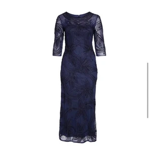 JS Collections Women's Pearl Beaded Soutache Column Gown Formal Blue Size 10 - Picture 1 of 16