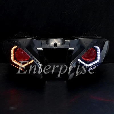 Headlight LED +Turn Signal Light For Yamaha YZF R6 08-14 White Halo+Red Demon - Imagem 1 de 4