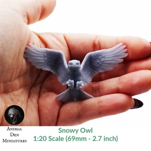Snowy Owl - Hunt Miniature Replica by Animal Den Miniatures – 10mm to 7" Sizes - Picture 1 of 4