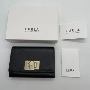 ☆Buen estado, sin usar☆FURLA☆FURLA☆Cartera plegable☆Negro - Imagen 1 de 10