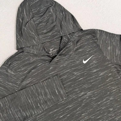 Camisa con capucha de manga larga Nike Dri Fit gris AQ3504-060 grande para mujer Foto 1 de 4