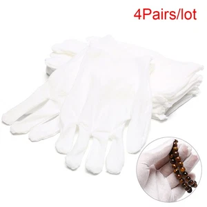 Lot de 4 paires de gants blancs en coton doux et fins, motif pièce de monnaie - Picture 1 of 8