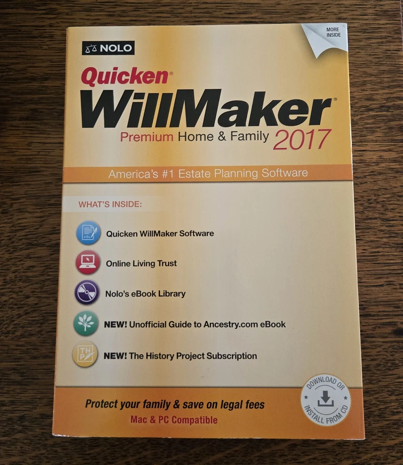 Новый в коробке запечатанный Quicken Will Maker премиум дома и семьи 2017 ПК программное обеспечение доставка бесплатно! - Изображение 1 из 2