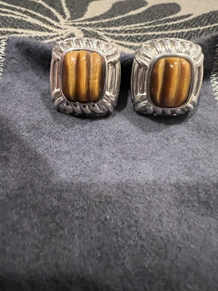 Pendientes Judith Ripka de plata de ley ojo de tigre Foto 1 de 4