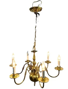 Vintage Ethan Allen Dutch Style Hanging Chandelier Solid Brass Spain Works RARE - Picture 1 of 12