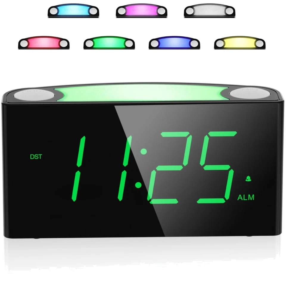 Nachtlicht Wecker digital, 7'' LED, USB, 12/24H, Lautstärkeregler, Snooze, Alarm - Bild 1 von 1