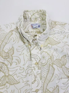 Reyn Spooner Hawaiian Traditionals Größe Medium Herren weiß Salbei Fisch Kurzarm - Bild 1 von 10